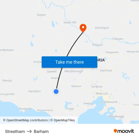 Streatham to Barham map