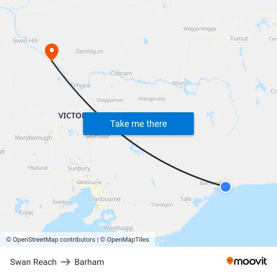 Swan Reach to Barham map