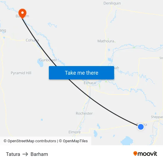 Tatura to Barham map