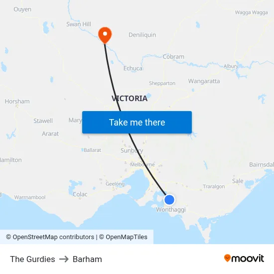 The Gurdies to Barham map