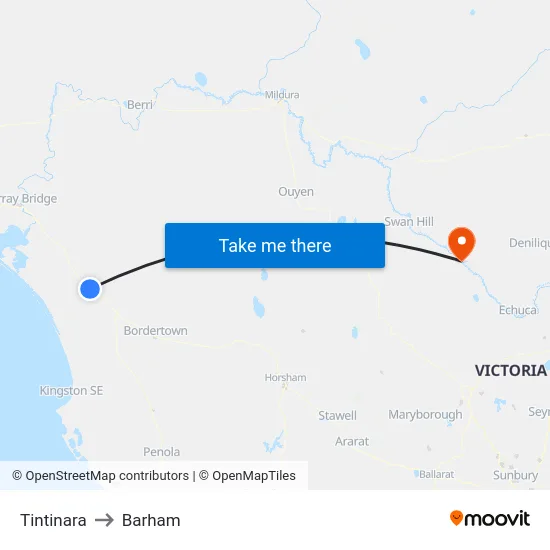 Tintinara to Barham map