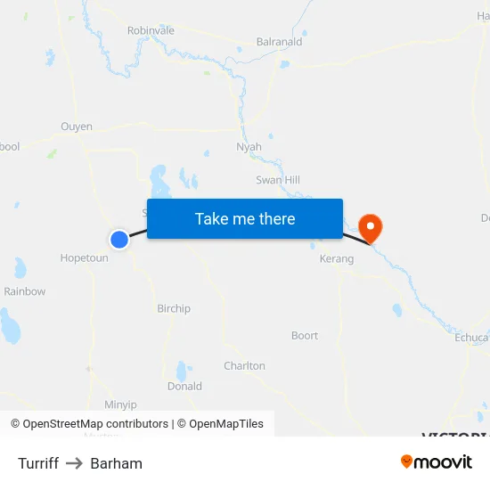 Turriff to Barham map