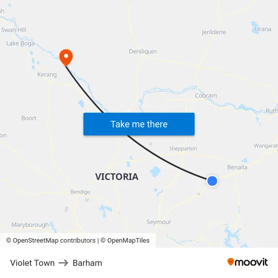 Violet Town to Barham map