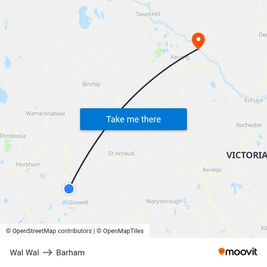 Wal Wal to Barham map