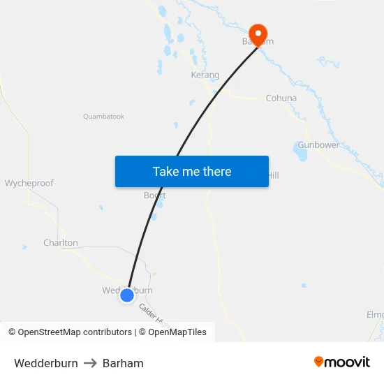 Wedderburn to Barham map