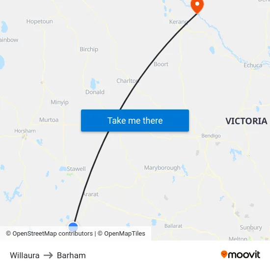 Willaura to Barham map