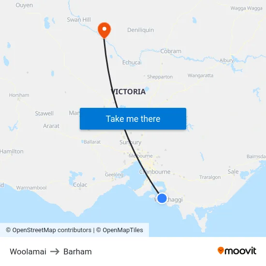 Woolamai to Barham map