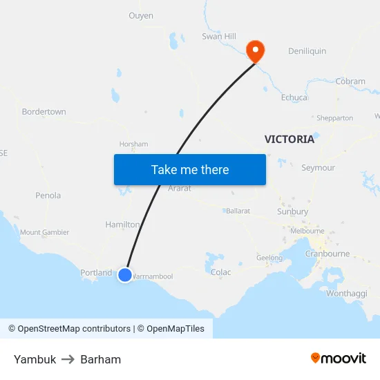 Yambuk to Barham map
