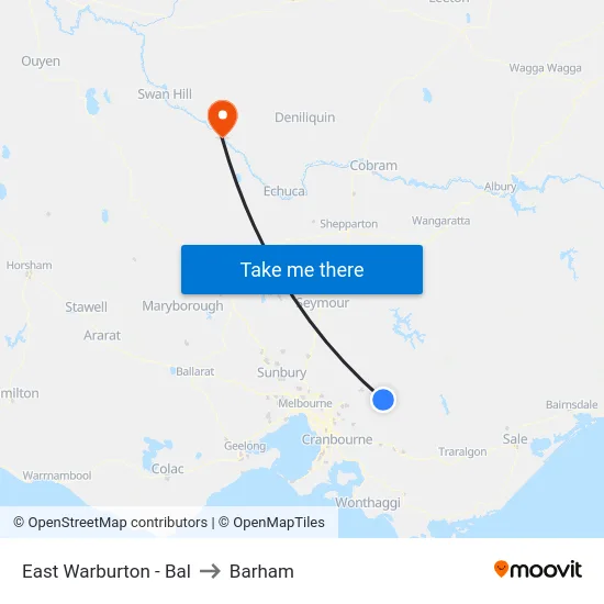 East Warburton - Bal to Barham map