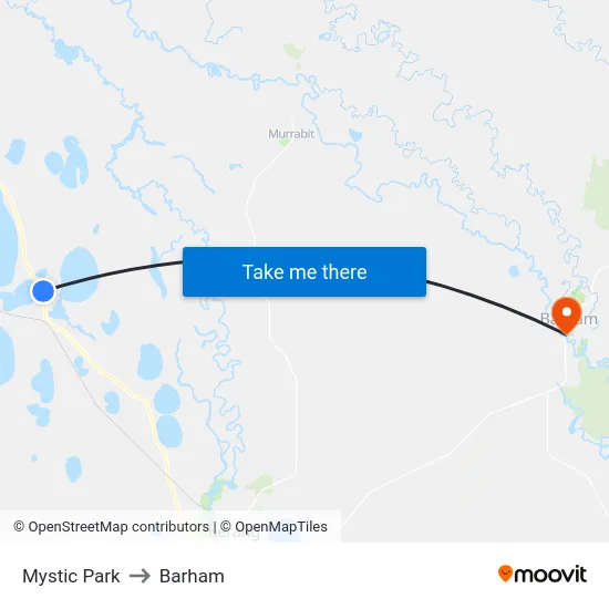 Mystic Park to Barham map