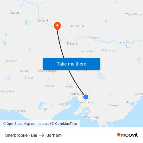 Sherbrooke - Bal to Barham map