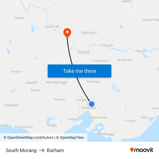 South Morang to Barham map