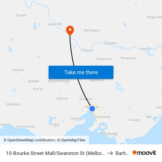 10-Bourke Street Mall/Swanston St (Melbourne City) to Barham map