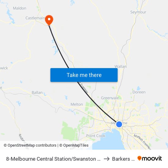8-Melbourne Central Station/Swanston St (Melbourne City) to Barkers Creek map