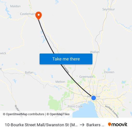 10-Bourke Street Mall/Swanston St (Melbourne City) to Barkers Creek map