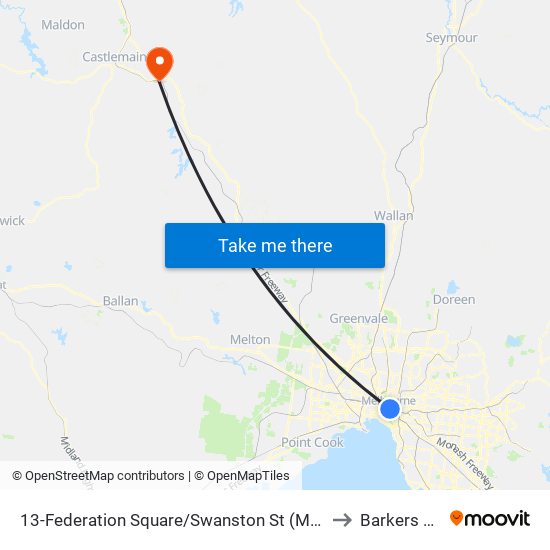 13-Federation Square/Swanston St (Melbourne City) to Barkers Creek map