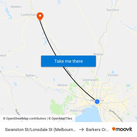 Swanston St/Lonsdale St (Melbourne City) to Barkers Creek map