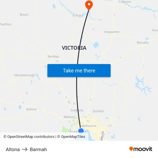 Altona to Barmah map