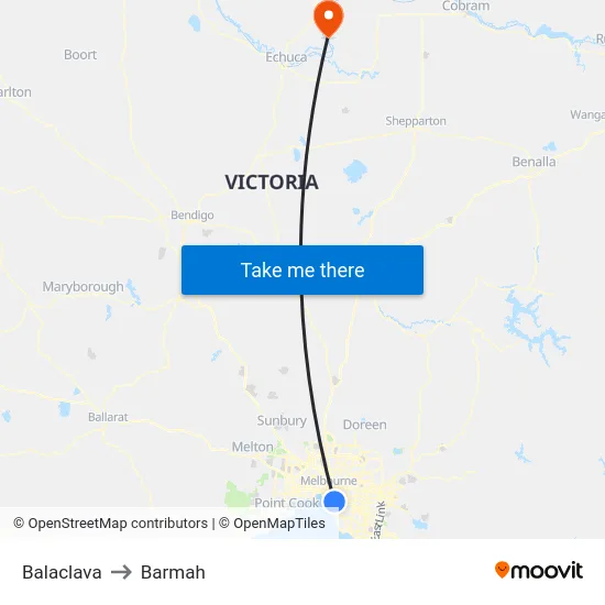 Balaclava to Barmah map