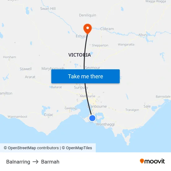 Balnarring to Barmah map