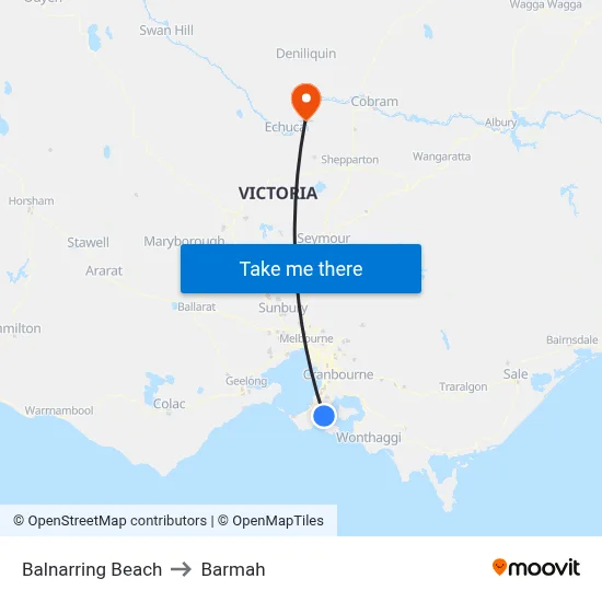 Balnarring Beach to Barmah map