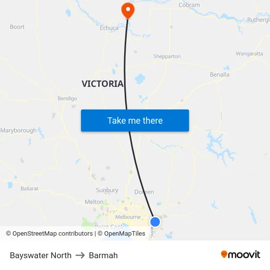 Bayswater North to Barmah map