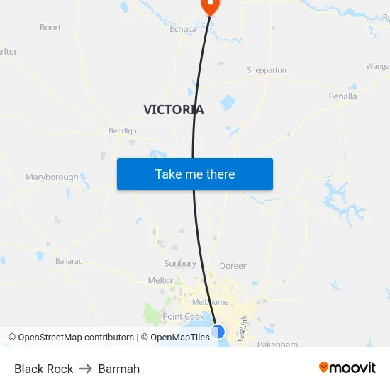 Black Rock to Barmah map