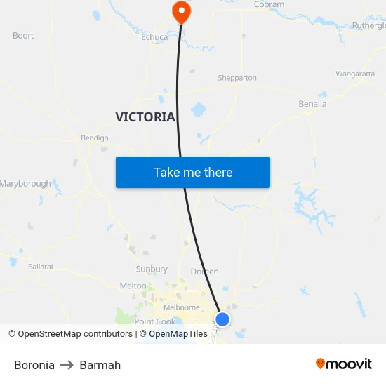 Boronia to Barmah map