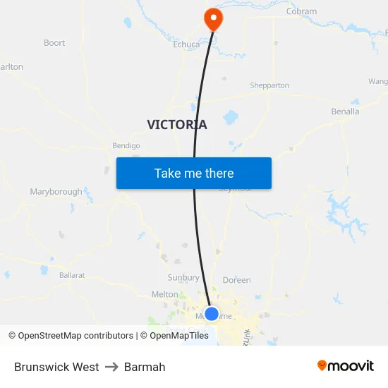 Brunswick West to Barmah map