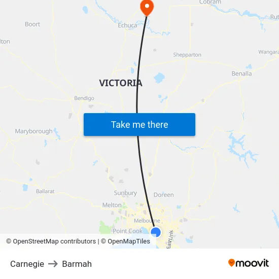 Carnegie to Barmah map