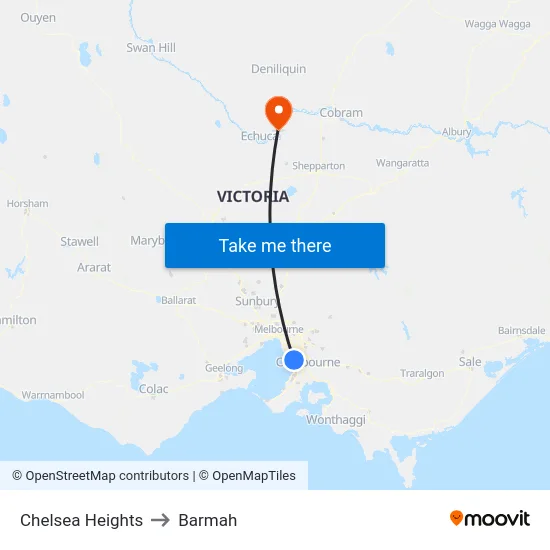 Chelsea Heights to Barmah map