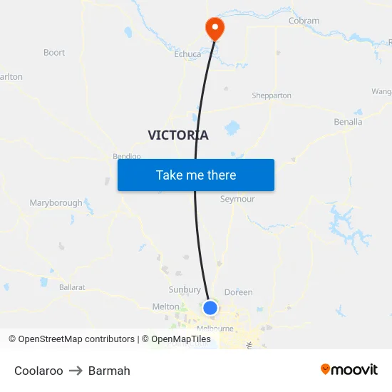 Coolaroo to Barmah map