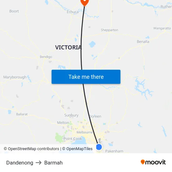 Dandenong to Barmah map
