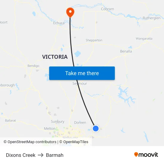 Dixons Creek to Barmah map