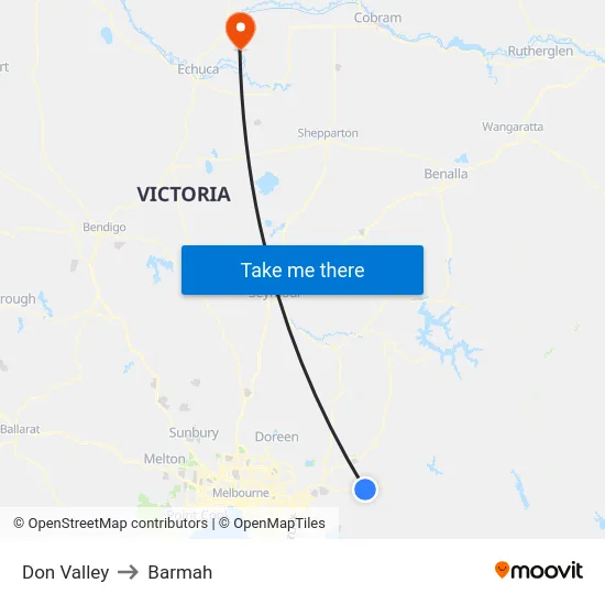 Don Valley to Barmah map