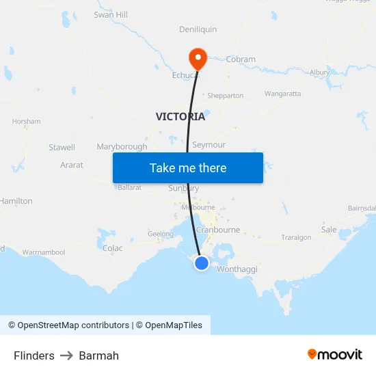 Flinders to Barmah map