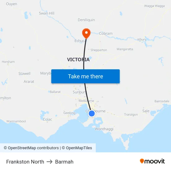 Frankston North to Barmah map