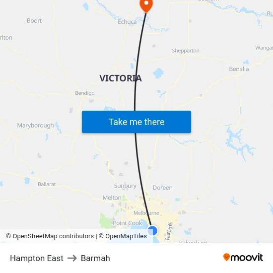 Hampton East to Barmah map