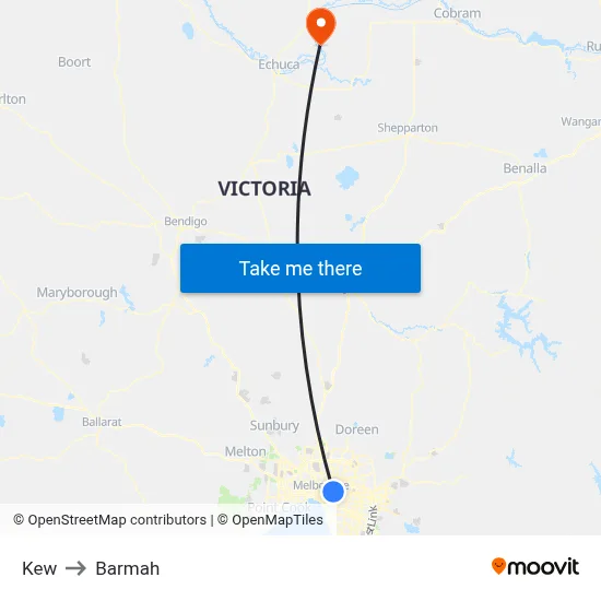 Kew to Barmah map