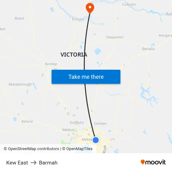 Kew East to Barmah map