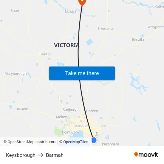 Keysborough to Barmah map