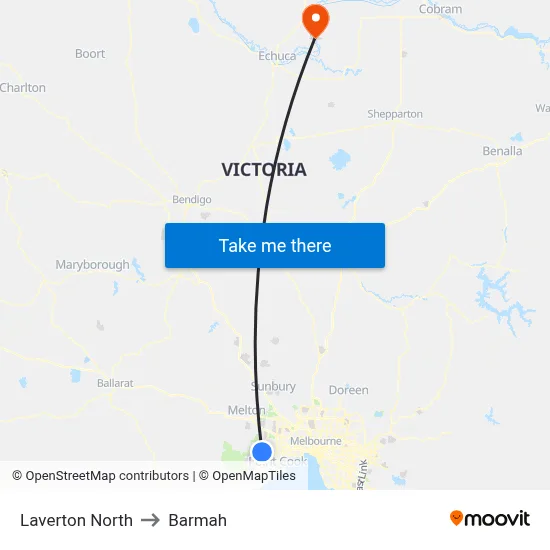 Laverton North to Barmah map