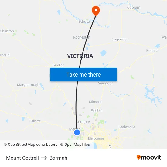 Mount Cottrell to Barmah map