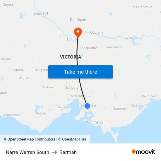 Narre Warren South to Barmah map
