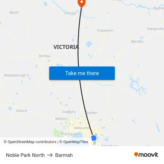 Noble Park North to Barmah map
