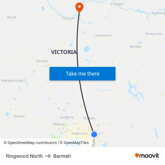 Ringwood North to Barmah map
