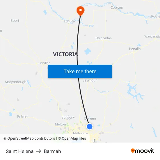 Saint Helena to Barmah map