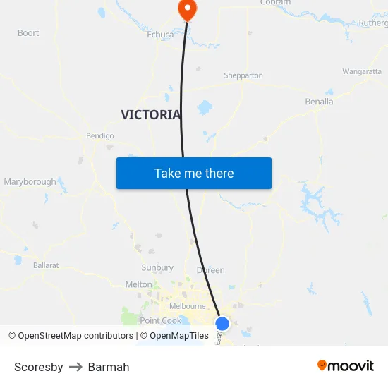 Scoresby to Barmah map
