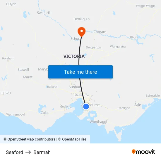 Seaford to Barmah map