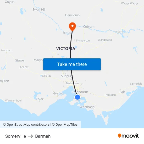 Somerville to Barmah map